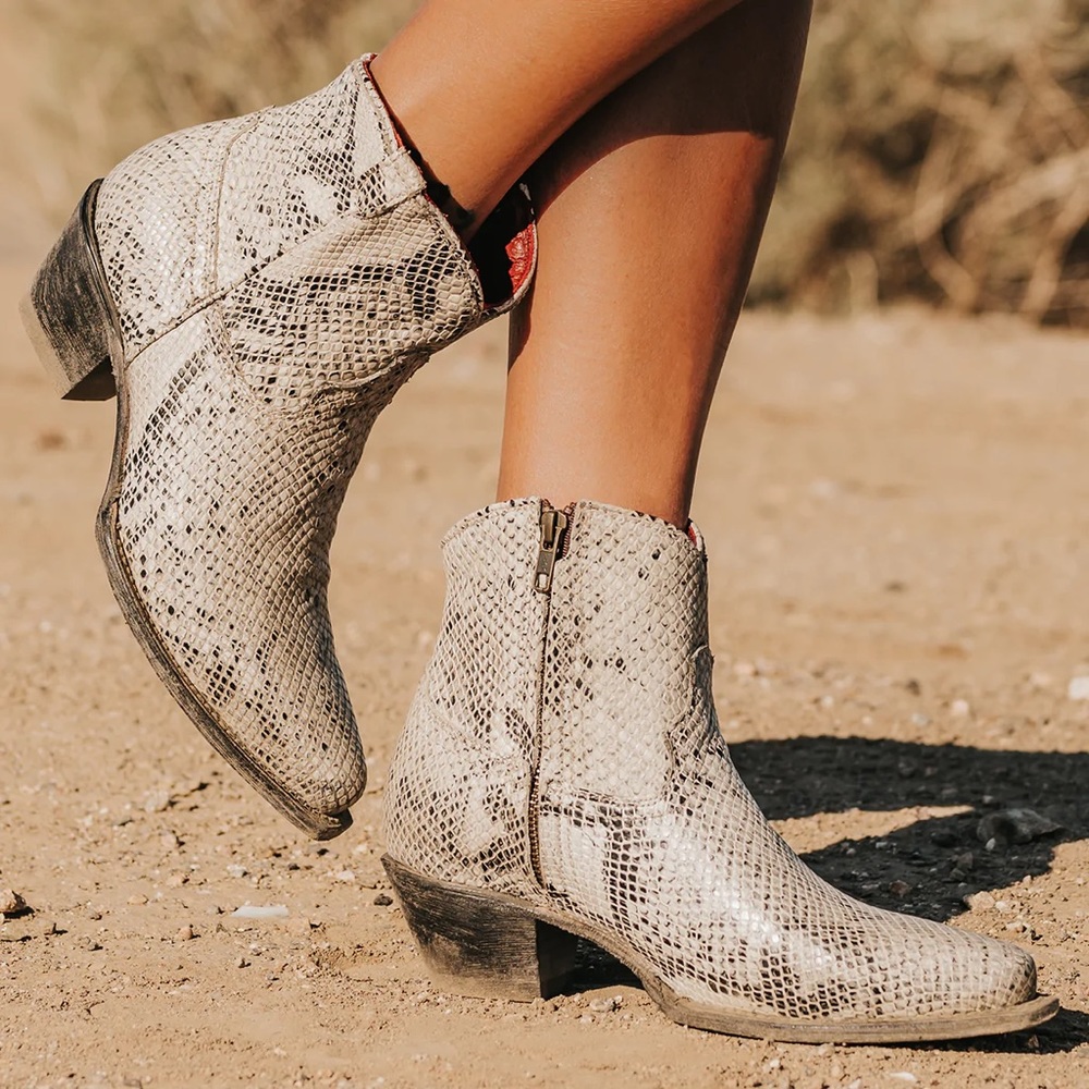 Freebird Miramar Black and White Snake Boots - final markdown